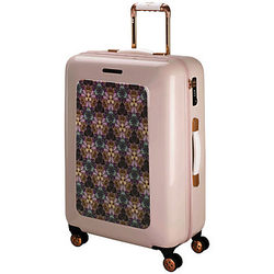 Ted Baker Geo Print 4-Wheel 69.5cm Medium Suitcase, Nude Pink With Print